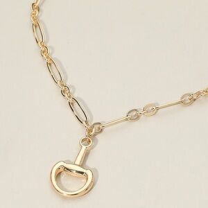 OUT OF STOCK Half Horsebit Pendant Metal Chain Necklace